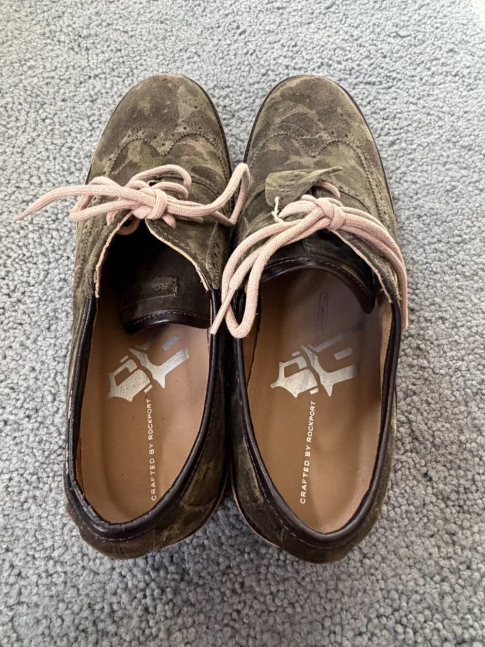 Rockport Green Camo Suede Leather Dress Oxfords - Men's Size 12 - New with Tags